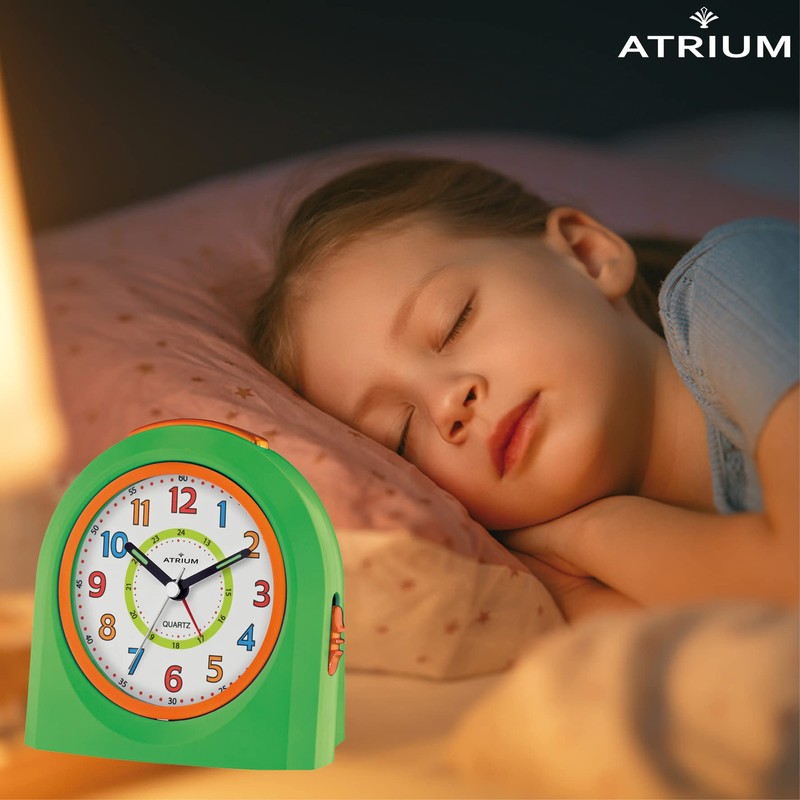 Atrium Kinder Wecker Analog Quarz ohne Ticken mit Licht und