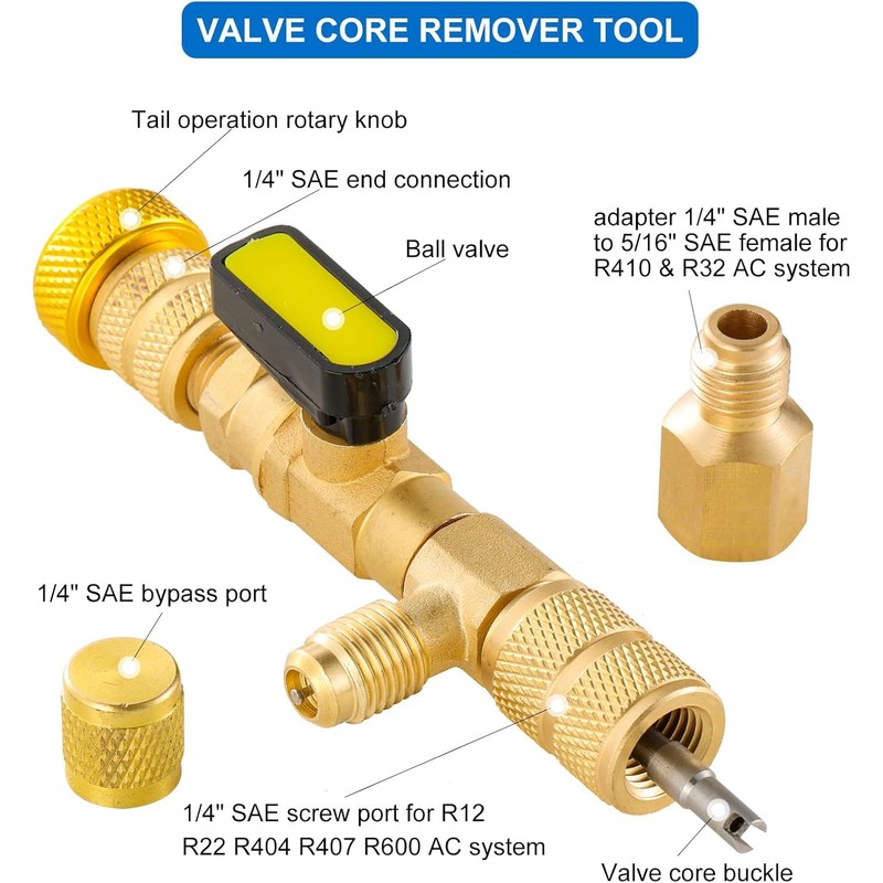 HVAC Vacuum Hose Evacuation Kit, 1/2'' ID Vacuum Refrigerant Charging