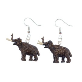 Miniblings Mammut Earrings Mammuts Prehistoric Pendant Stone Age Elephant Rubber - Handmade Fashion Jewellery I Earrings Silver Plated, Rubber