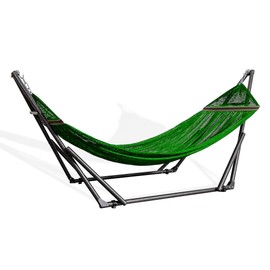 Best Home Fashion Hammock with Collapsible Steel Stand 450 lbs Capacity & Carrying Case, Portable & Adjustable, Perfect for Camping Beach Summer Patio, EZ Daze Foldable Hammock with Stand- Green