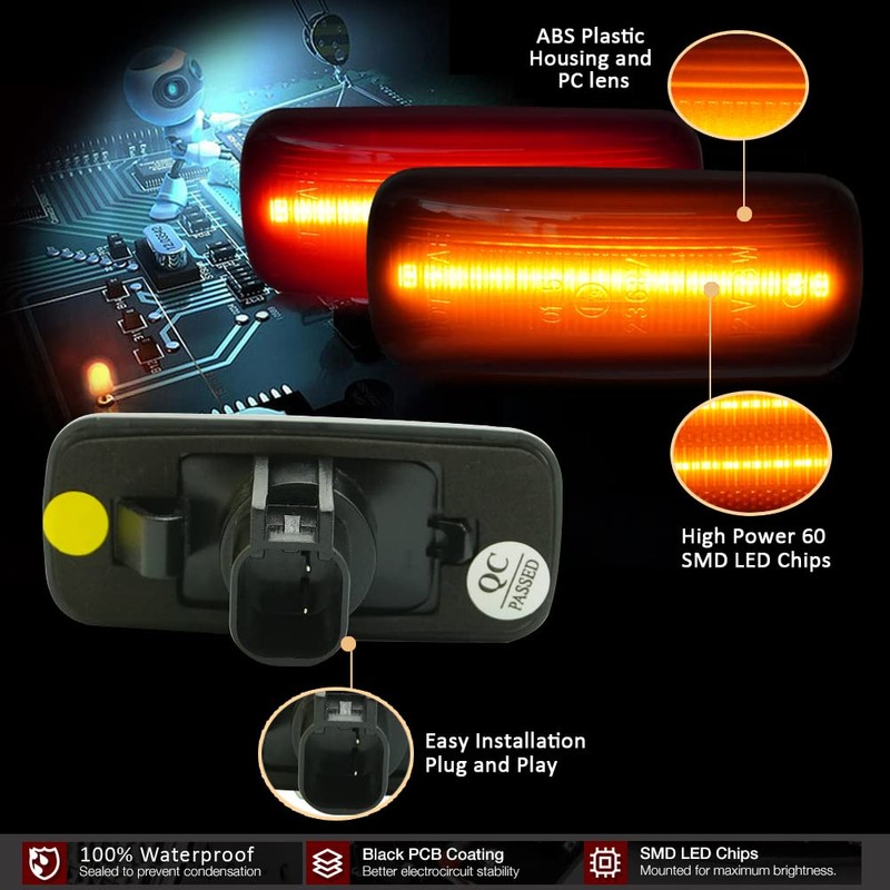 D-Lumina LED Side Marker Lights Assembly Amber ＆ Red Compatible