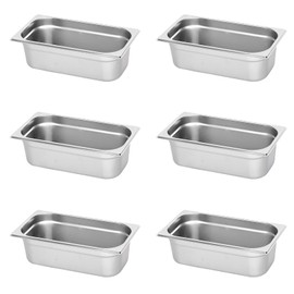 CTJ 6 Pack NSF Stainless Steel Food Pans 1/3 Size 4 Inch Deep Commercial Steam Table Pans Anti Jam Catering Food Storage Metal Pan for Restaurant Home Buffet supplies (1/3 Size, 4'' Deep)