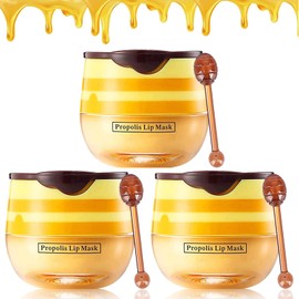 Bee Balm Lip Balm Honey Pot, 4 Pack Honey & Strawberry Lip Mask Propolis Moisturizing Hydrating Prevention Dry and Cracked Lip Scrubs Exfoliator