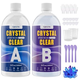 TQELFSS Epoxy Resin Kit, 68 OZ Crystal Clear Epoxy Resin Epoxy, Self Leveling, Not Yellowing, Low Odor Coating, Casting Resin for Jewelry Making, DIY Art Crafts, Countertop (34OZ Resin, 34OZ Hardener)