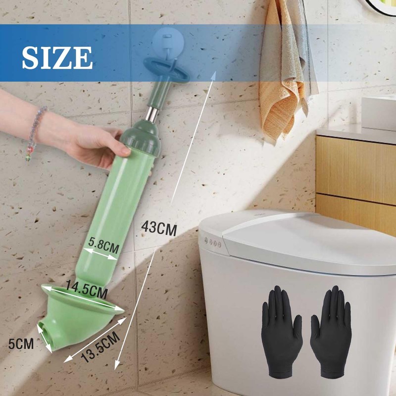 Professional Toilet Plunger, High Pressure Unclogger with Curved Head Design,