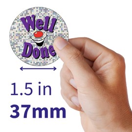 175 Holographic Sparkly Well Done Smiley School Reward Praise Teachers Stickers 37mm Primary Teaching Services