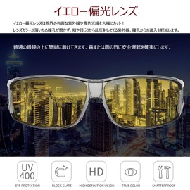 Dollger Night Sunglasses, Driving Sunglasses, Polarized Lenses, UV 400, UV Protection, Ultra Lightweight, For Night Driving, Night Fishing, Night Running, Day and Night, Men's, Women's, Black