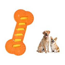 Fumzen Dog Toy TPR Teeth Grinding Bone Anti Bite Interactive Training Dog Toy Bite Dog Bone Dog Soothing Tool (Orange)