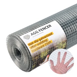 AggFencer 36inch x 50ft Hardware Cloth 1/2 inch Chicken Wire Fencing 19Ga, Hot Dipped Galvanized After Welding Garden Plant Supports Welded Metal Chicken Wire Fence, Poultry Animal Netting Cage Screen