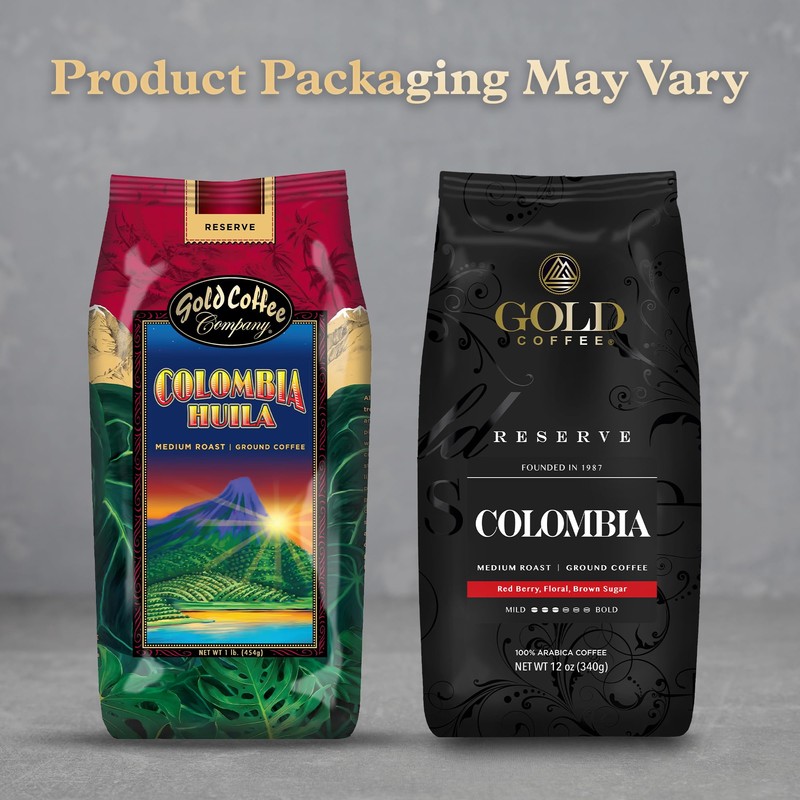 Gold Coffee | Premium Colombia Huila, Medium Roast Ground |