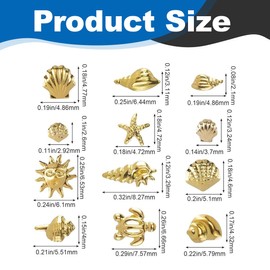 NOPKESV 3D Gold Seesterne Shell Nail Charms, Nail Art Dekoration, Ocean Nail Gems für Frauen Acryl Nägel (Gold)