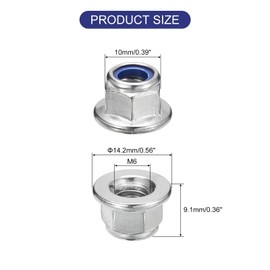 TA-VIGOR 15Pcs M6 x 1mm Flange Lock Nuts, Stainless Steel Nylon Insert Hex Self Locking Nuts for Industrial Construction Fasteners
