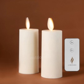 Luminara Set of 2 Luminara Flameless Votive LED Candles Ivory with Remote Moving Wick