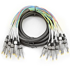 16 Channel 1/4" TRS Snake Cable - 15 Feet Long - Serviceable Ends - Pro Audio Effects Snake for Live Live, Recording, Studios, and Gigs - Patch, Amp, Mixer, Audio Interface 15'