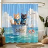 Funny Cats Shower Curtain,Catanic Animal Ocean Kittern Cute Blue Polyester
