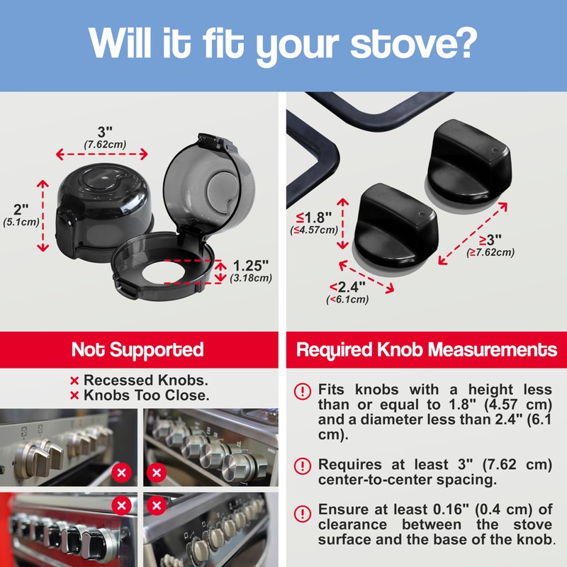 Stove Knob Safety Covers (5 Pack) – Oven Knob Covers