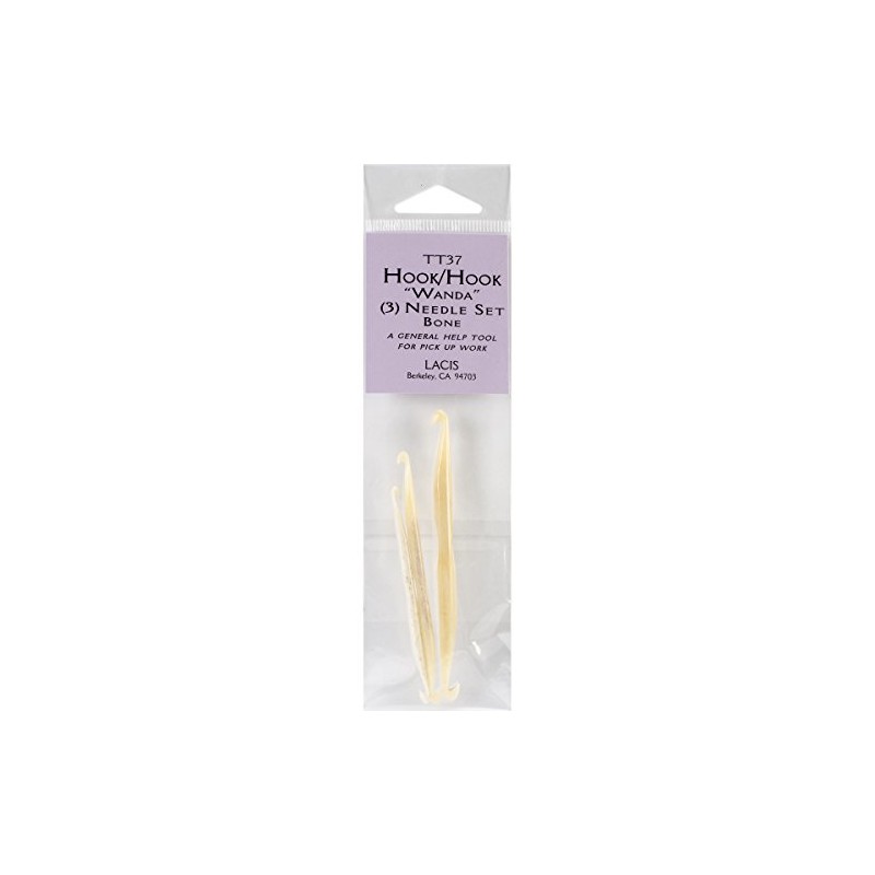 Lacis Double-Ended Bone Crochet Hooks 3/Pkg-D4/3mm-3, F6/4mm-3.5 inch, J10/6mm-4 inch,