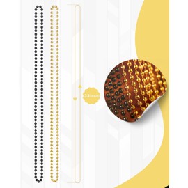 JoyGala New Year Decorations Bead Necklaces Set - Daily Gatherings Accessories - Ideal Mardi Gras Party Decorations for Women, Black&Gold Beads Necklace for Parade Throws (12, Gold&Black)