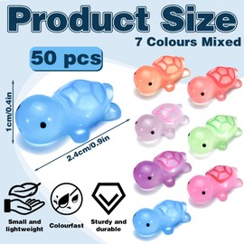 50pcs Mini Resin Turtles, Miniature Resin Sea Turtle, Mix Color Mini Resin Turtle for Garden, Mini Sea Animals for Party Decorations