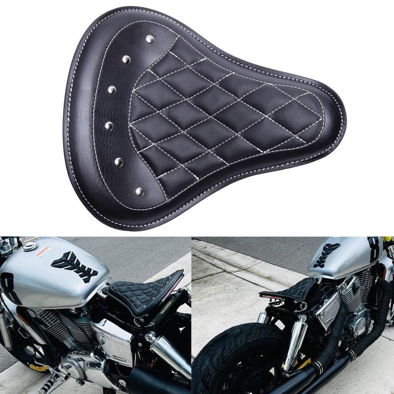 Black Motorcycle Cushion Spring Solo Seat Compatible with Honda Rebel