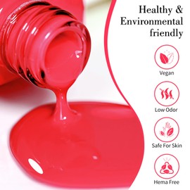 CANNI Pink Gel Polish, 1Pcs Gel Polish Hot Pink Color Gel Strawberry Pink Polish Nail High Gloss Soak Off U V Gel Nail French Nail Manicure Salon DIY