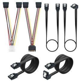 DALQUIS 6 Pcs SATA Power Spliter Cable and SATA III Data Cable Kit, Includes SATA Power Splitter Adapter, SATA Molex Splitter Adapter, Straight SATA III Cables and 90 Degree SATA III Cables