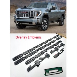 Unbranded Overlay Emblem Gloss Black Fit For 2024 and up Sierra HD 2500HD 3500HD 4X4 SLT