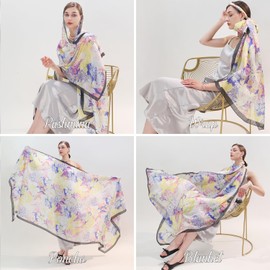 DANA XU 100% Mulberry Extra Large Silk Pashmina Scarf Shawls And Wraps For Women Evening Dress Summer Travel Floral Blanket