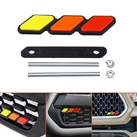 Manfox Tri-Color Grille Badge Emblem Decoration Accessories Car Truck Label Fit for Tacoma 4Runner Tundra Sequoia Rav4 Highlander(Red-Orange-Yellow)