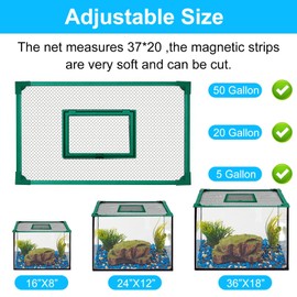 Fish Tank Lid Magnetic Aquarium Net Cover with Feeding Window 5-50 Gallon Aquarium Lid Anti-Jumping Net for Fish 11.8 FT DIY Magnetic Aquarium Cover,Green (Green)