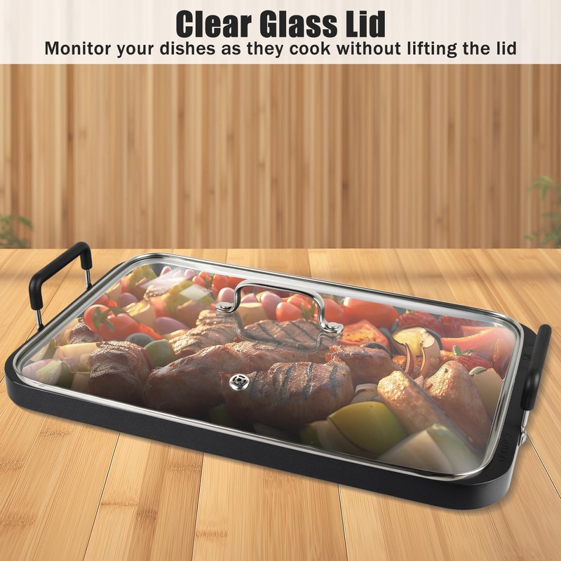 Vayepro Griddle Glass Lid for Lodge 10.62-inch x 16.14-inch Cast