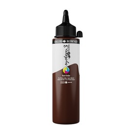 Daler Rowney System3 Burnt Umber 250ml Fluid Acrylic Paint Bottle - Acrylic Pouring Paint Supplies for Artists and Students - Vivid High-Flow Artist Paint for Canvas Murals and More