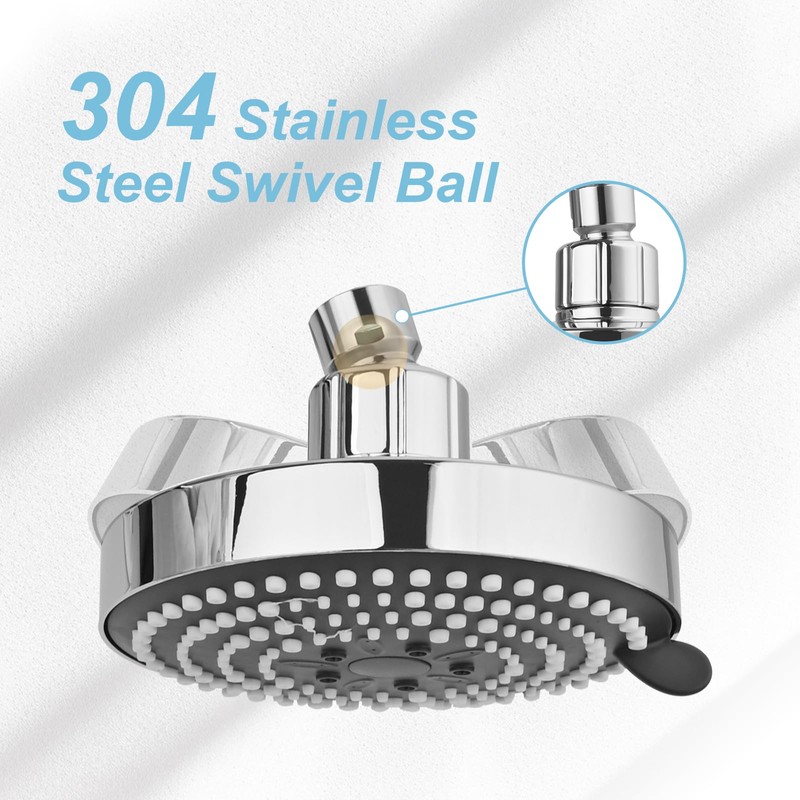 OFFO Fixed Shower Head, 6 Modes 13cm(5 inch) Waterfall Shower
