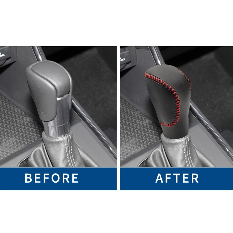 SUNBREATH Compatible with DIY Genuine Black Leather Gear Shift Knob