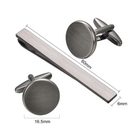 Asienice Black Brushed Tie Clip Western Cufflinks for Men set Necktie Tie Bar Clips Cuff links Western Mens Shirts Accessories, Luxurious, Metal, No Gemstone