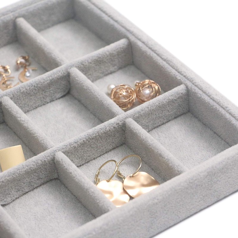 DIOMMELL Set of 4 Stackable Velvet Jewelry Trays Organizer, Jewelry