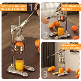 Nisorpa Manual Juicer Hand Press Commercial Citrus Juicer Machine Stainless Steel Fruit Squeezer Pomegranate Orange & Lemon Squeezer for Home Restaurant