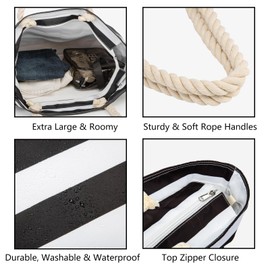 KUAK Beach Bag and Pool Bag, XXL Extra Large Waterproof Sandproof Travel Tote Bag for Women, Zipper Closure, Inner Pockets