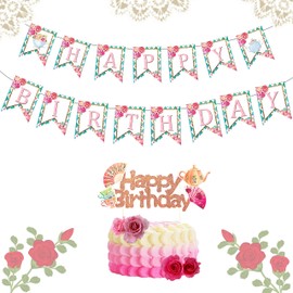 LaVenty Lets Partea Banner para decoración de cumpleaños de té, pancarta de cumpleaños para dos pancartas de té