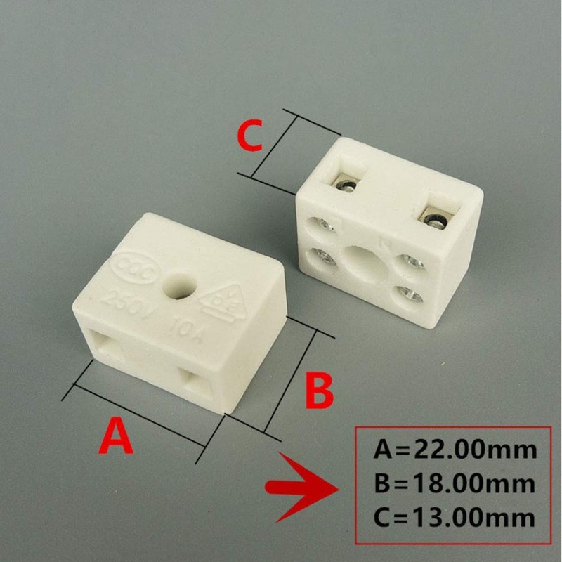 PZRT 2pcs 10A 2 Way 5 Hole Wire Connector Porcelain