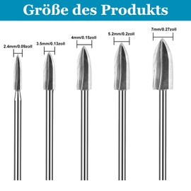 Tczecoo 5 Stück Holzschnitzwerkzeuge, HSS Gravierwerkzeug, Gravierbohrer Holz mit 3mm Schaft, Holzschnitzwerkzeug Fräser Zubehör, Holzschnitzwerkzeug für Rotationswerkzeuge Holz Schnitzen Bohren