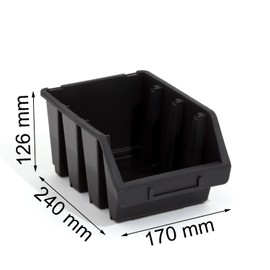 Set of 5 ERGO-Box L black storage bin for workshop or garage, size 3