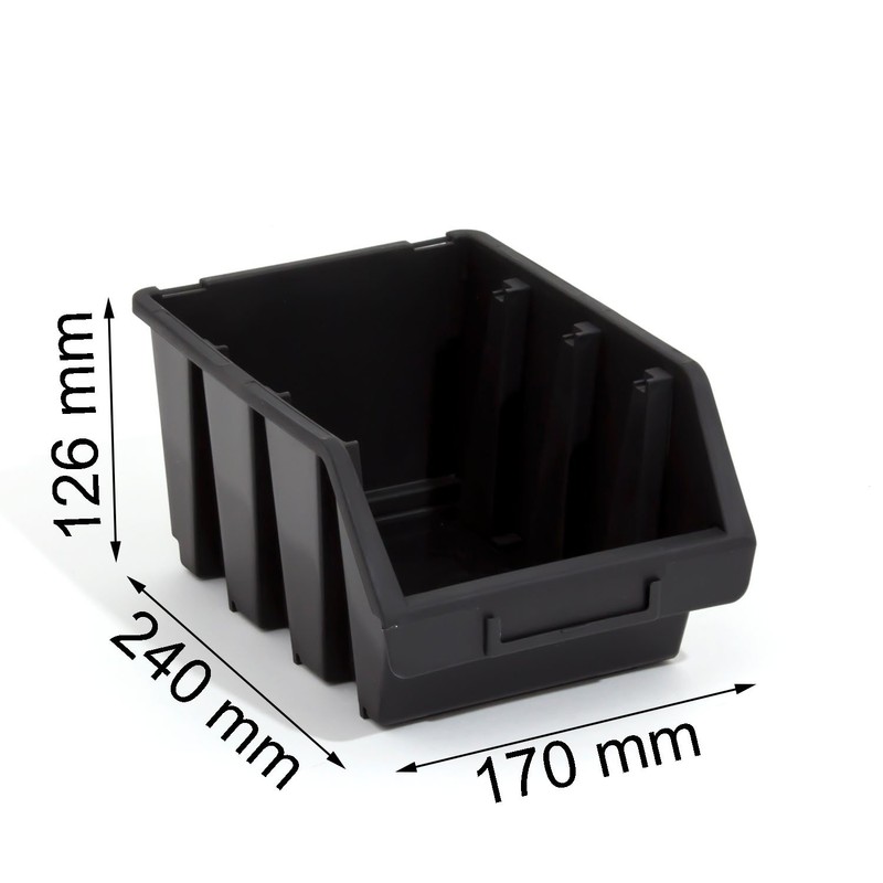 Set of 5 ERGO-Box L black storage bin for workshop