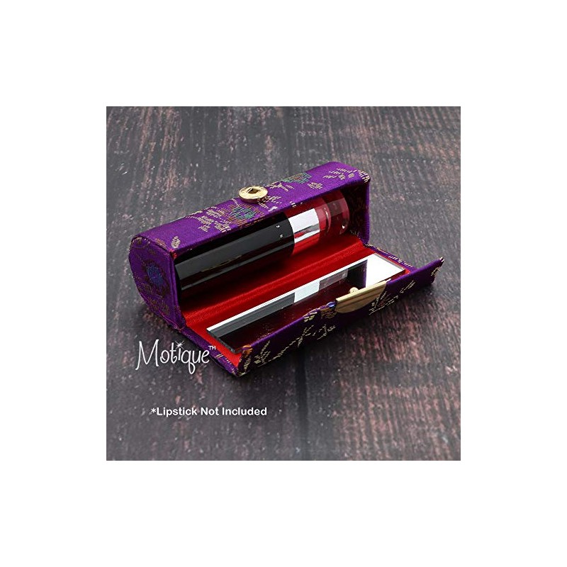 Motique Accessories Purple Lipstick Case with Brocade Design