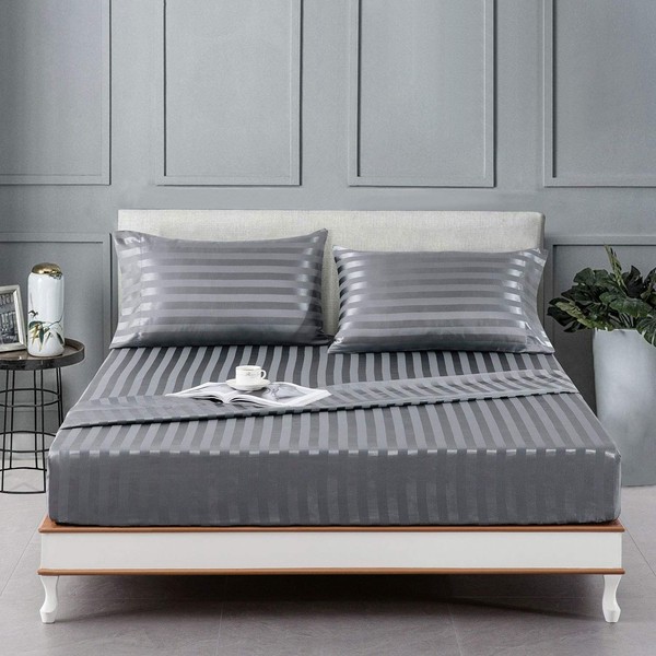 Lanest Housing Satin-Silk Sheets Twin XL Size Bed Set, Dark