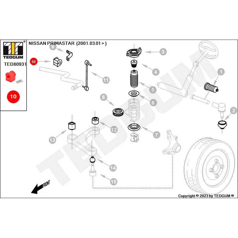 TEDGUM TED80931 POLYURETHANE STABILIZER FRONT (INNER) BUSHING
