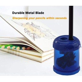 Wekoil Manual Pencil Sharpener Dual Twin Holes Duty Metal Sharp Blade Crayon XL Sharpener with Large Round Catches Sharpening Regular HB Pencils Graphite Colored Jumbo Pencils for Students Teachers