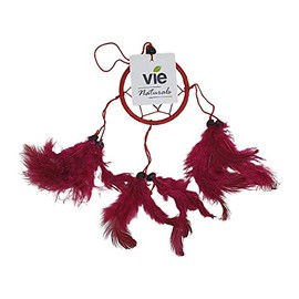 Vie Naturals Dream Catcher, 6cm Ring with Bead, Red