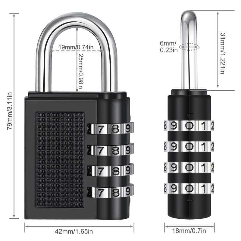 ZHEGE Gym Lock 4 Digit Combination Padlock for Locker, School,