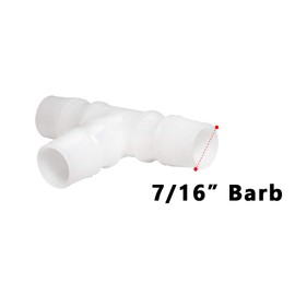 Quickun 7/16" Hose Barb T Shaped Tee Type 3 Way Equal Barbed Fitting Plastic Joint Splicer Mender Union Adapter for Air Line Tube Hose (Pack of 4)